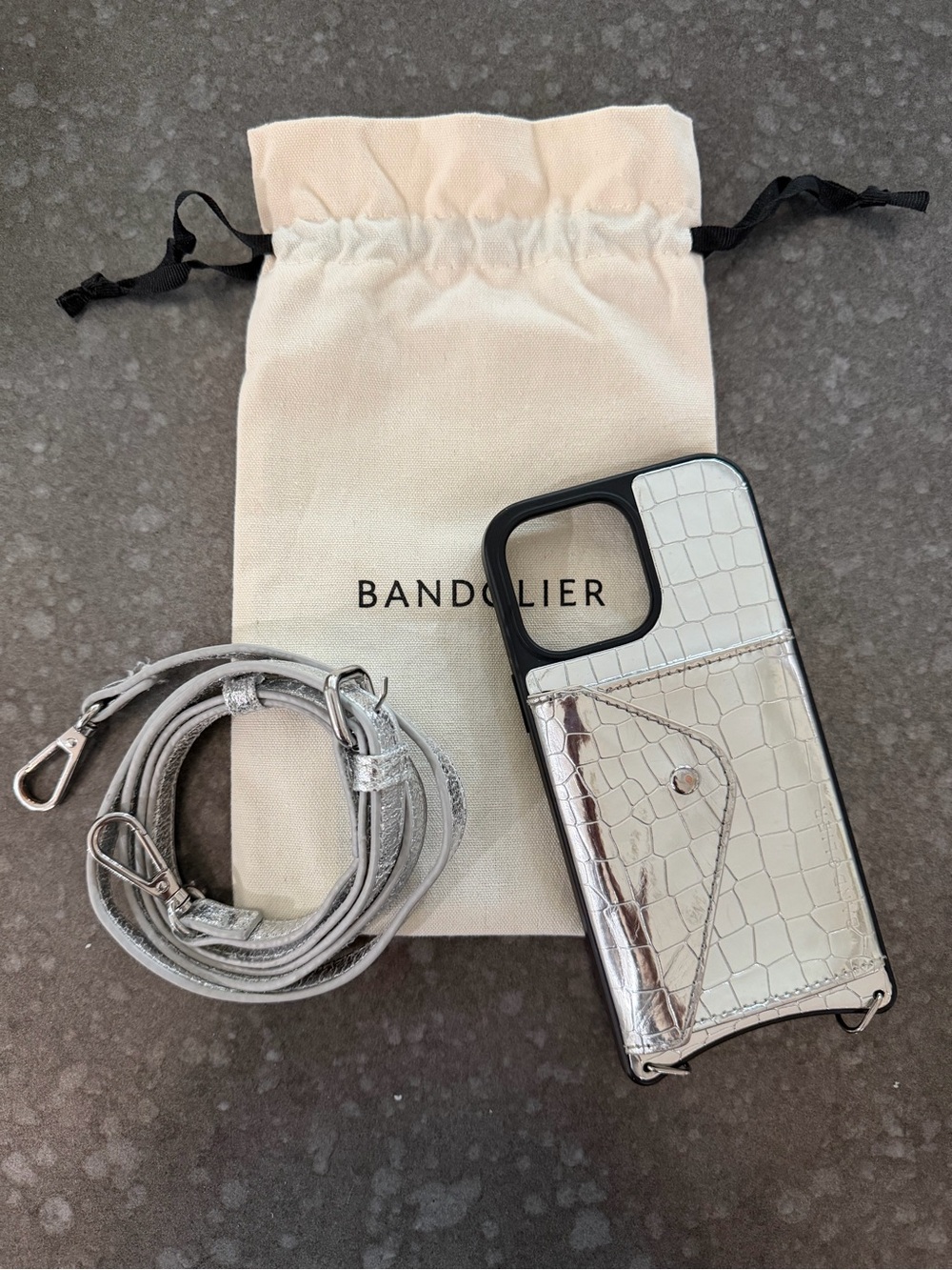 Bandolier Croc Leather Crossbody iPhone 13 Pro Max Case with Strap